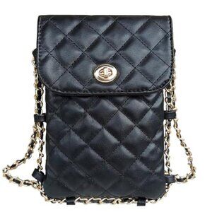 Cell Phone Crossbody Bag Quilted Vegan Leather Phone Purse with Soft Chain